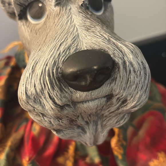 Adorable Porcelain & Stuffed Schnauzer Doll Animal Fall Christmas Collectible - Picture 4 of 12